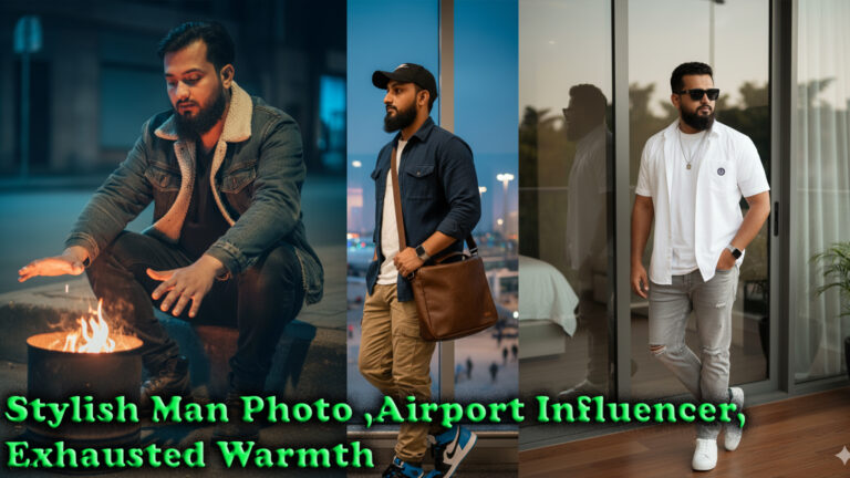 Stylish Man Photo ,Airport Influencer, Exhausted Warmth